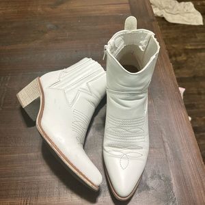 White ankle height booties